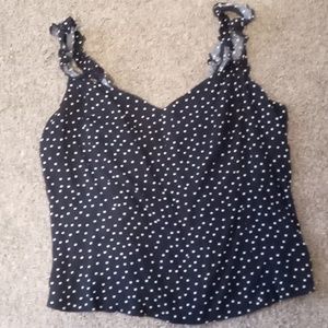 Reformation Polka Dot Ruffle Sleeve Tank Top XL